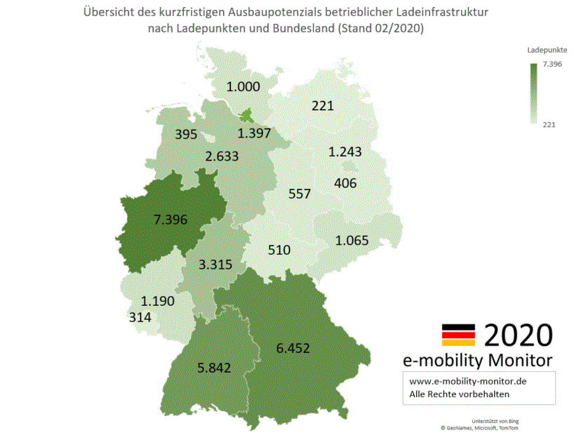 Übersicht Potenzial Ausbau Ladeinfrastruktur nach Bundesland